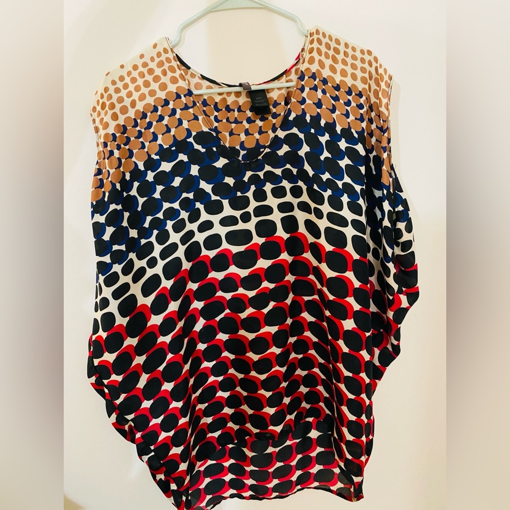 Bisou Bisou Top polka dot print Size M batwing